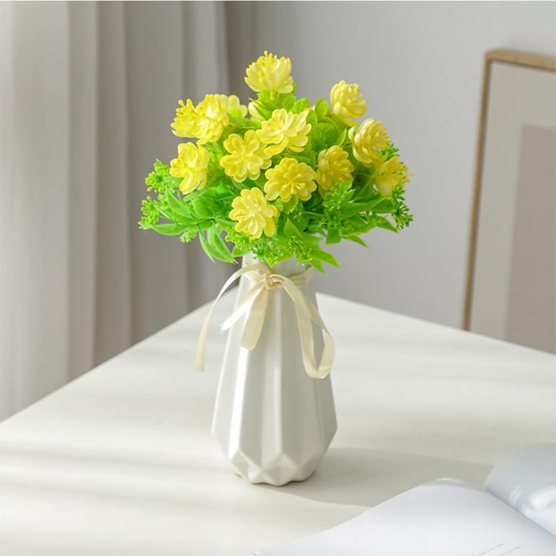 Valemoon Origami Ceramic Vase with Ribbon, 7.9" H, Artistic Design Flower Vase Geometrical Style for Modern Home Decoration - Image 4